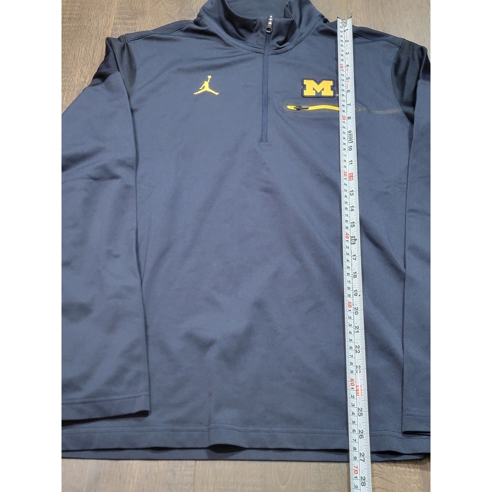 Jordan Mens Michigan Wolverines Dri-FIT Quarter Zip Pullover Navy Blue Medium
